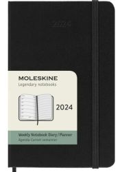 Moleskine 2024 heti jegyzetes hatridnapl, kemny fedeles fekete "P"