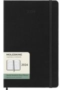 Moleskine 2024 heti horizontlis hatridnapl, kemny fedeles fekete 