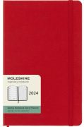 Moleskine 2024 heti jegyzetes hatridnapl, kemny fedeles piros 