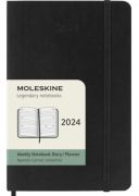 Moleskine 2024 heti horizontlis hatridnapl, kemny fedeles fekete 