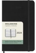 Moleskine 2024 heti vertiklis hatridnapl, kemny fedeles fekete 