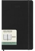 Moleskine 2024 heti vertiklis hatridnapl, kemny fedeles fekete 